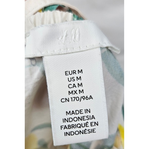 H&M Lemon Print Tiered Maxi Sundress Yellow/white M Vacation Resortwear Summer - Picture 5 of 8